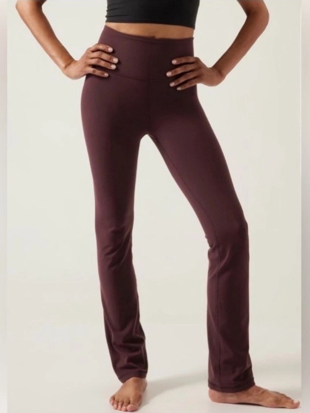 Athleta Elation Straight Leg Pants Sz L Burgundy Maroon